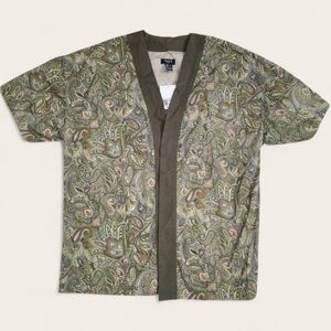 Forever 21 NWT Green Paisley Print Bohemian Men's Woven Kimono Top
